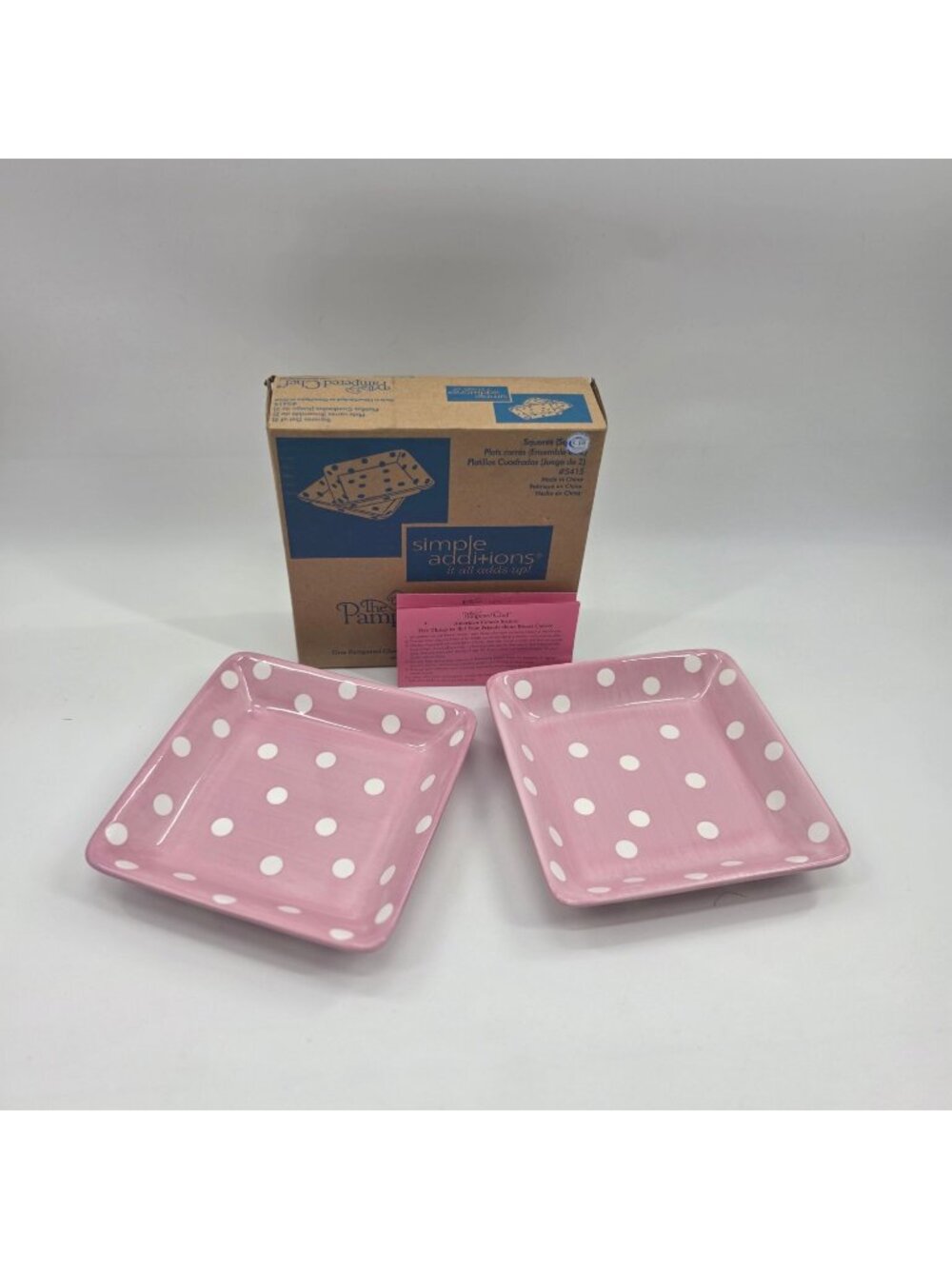 New Pampered Chef Simple Additions 7.25" Pink Polka Dot Plates Help Whip Cancer